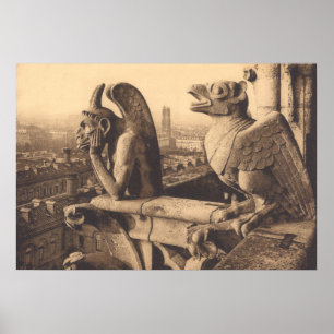 Póster Notre Dame Gargoyle alrededor de 1900