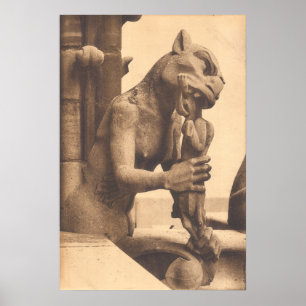 Póster Notre Dame Gargoyle comiendo un aperitivo