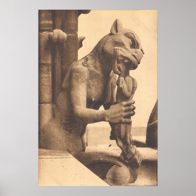 Póster Notre Dame Gargoyle comiendo un aperitivo (Frente)