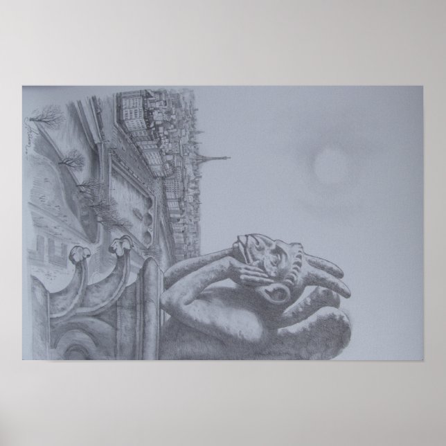 Póster Notre Dame Gargoyle Sketch Poster (Frente)