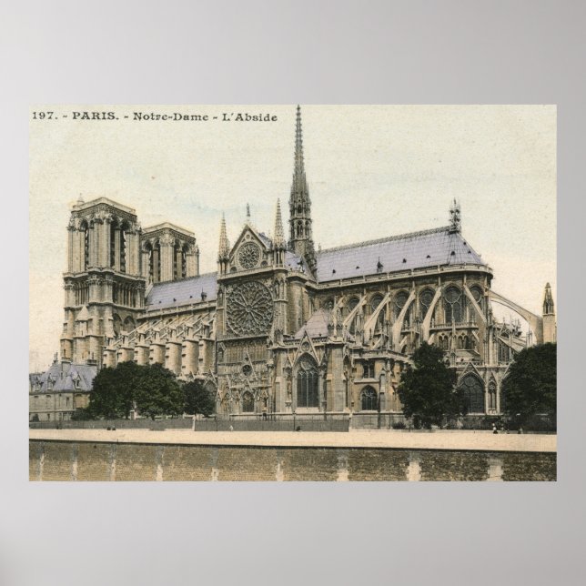 Póster Notre Dame, Paris Vintage (Frente)
