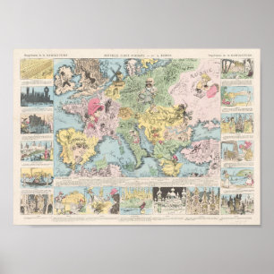 Póster Nouvelle carte d'Europe, Albert Robida