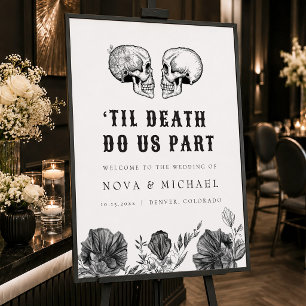 Póster NOVA Gótico Bienvenida Bodas Floral Cráneo Hasta l