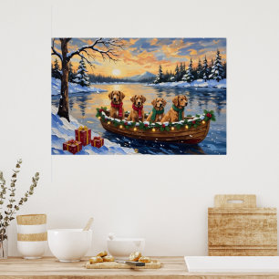 Póster Nova Scotia Duck Tolling Retriever Navidad Barco