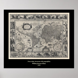 Póster Nova totius terrarum, Mapa Mundial de Antigüedades