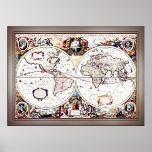 Póster Nova Totius Terrarum Orbis by Henricus Hondius II
