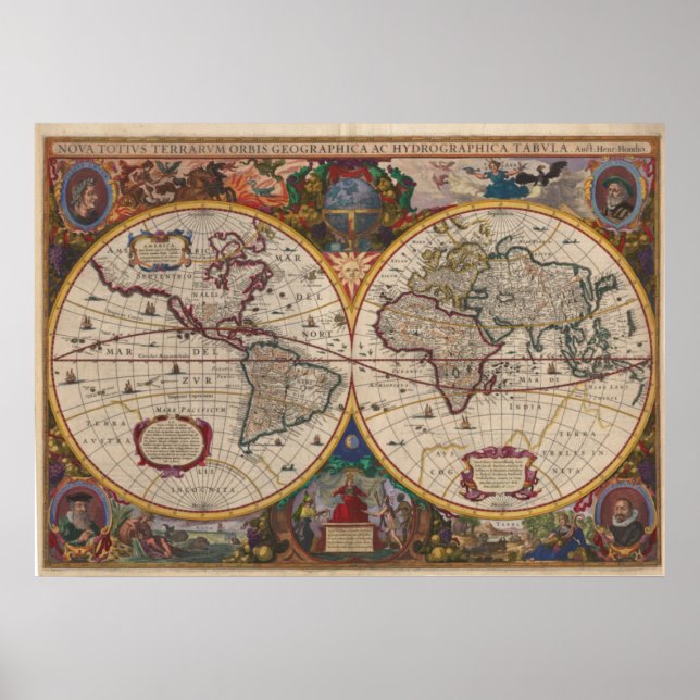 Póster Nova Totius Terrarum Orbis Geographica 1633 (Frente)