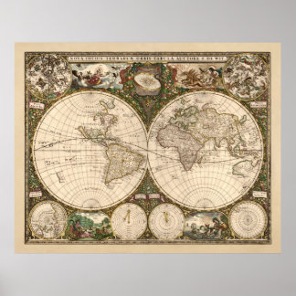 Póster Nova Totius Terrarum Orbis Tabula (F. de Wit)
