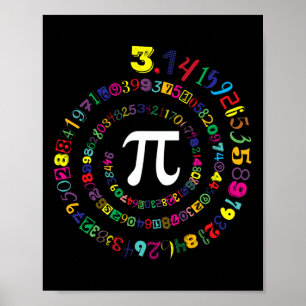 Póster Novedad Espiral De Pi Para Niños Maestros Del Día 