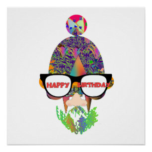 Póster Novedad Feliz Cumpleaños Eyeglasses