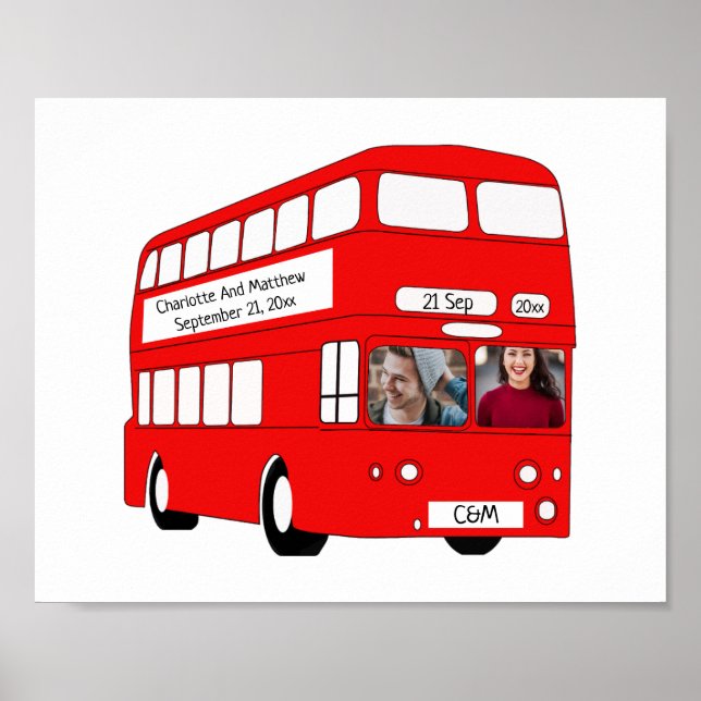 Póster NOVEDAD personalizada de bus británico en Londres (Frente)