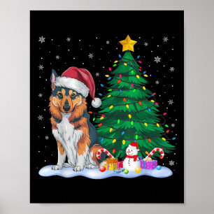 Póster Novedosa novedad noruega Elkhound Dog Xmas Tree Li