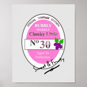 Póster Novelty 30th Milestone Birthday Funny Wine Label
