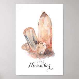 Póster November Birthstone - Topaz Watercolor   Poster