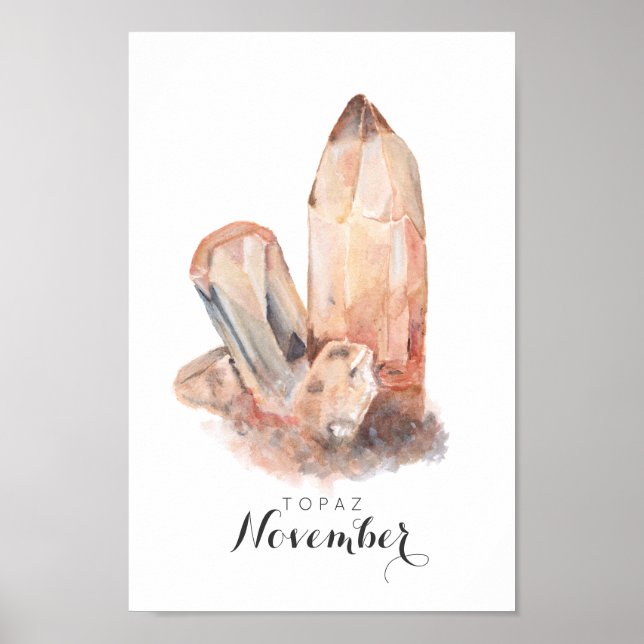 Póster November Birthstone - Topaz Watercolor | Poster (Frente)