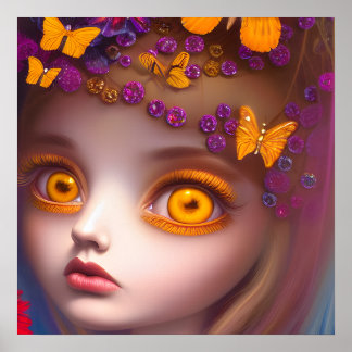 Póster November Topaz Eyes Birthstone Butterfly Girl