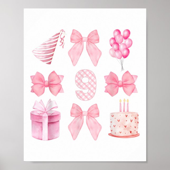 Póster Novena fiesta de cumpleaños Coquette Gi de nueve a (Frente)