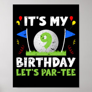 Póster Novena fiesta de cumpleaños Golf Boy Golf de nueve