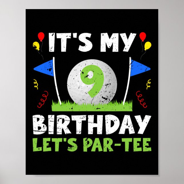Póster Novena fiesta de cumpleaños Golf Boy Golf de nueve (Frente)