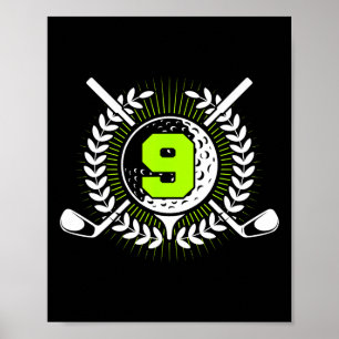 Póster Novena Fiesta de Cumpleaños Golf Deportivo De 9 Añ