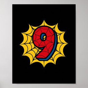 Póster Novena Fiesta Temática de Araña de Cumpleaños Bo d