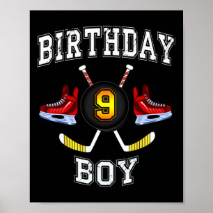 Póster Noveno niño de cumpleaños - Hockey sobre hielo niñ