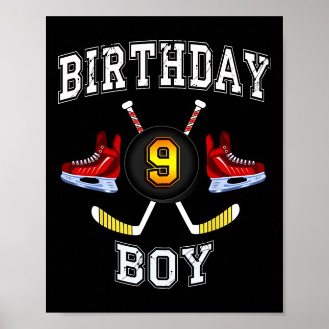 Póster Noveno niño de cumpleaños - Hockey sobre hielo niñ (Frente)