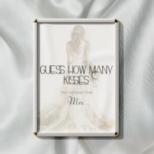 Póster Novia adivina cuántos besos juego de novias