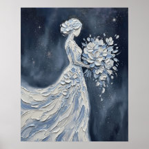Novia Celestial Azul Impasto Silueta