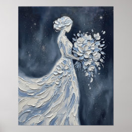 Póster Novia Celestial Azul Impasto Silueta