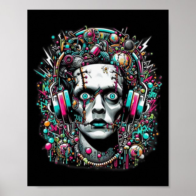 Póster Novia Ciberpunk De Frankenstein (Frente)