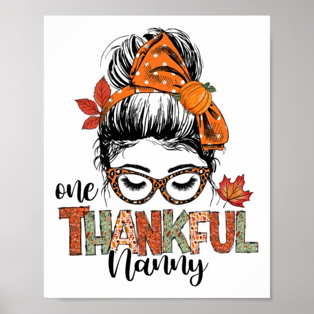 Póster Novia de Acción de Gracias Messy Bun Fall otoño Ac (Frente)