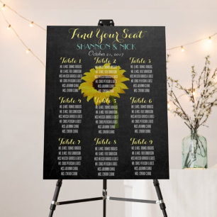 Póster Novia de girasol 9 Mesa Boda de pizarra de otoño