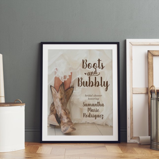 Póster Novia de Texas con Botas y Burbujas Despedida de S (Subido por el creador)