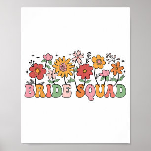 Póster Novia Escuadrón Boda de flores silvestres Fiesta d