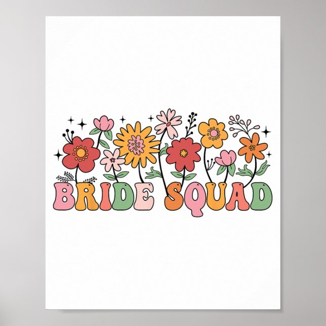 Póster Novia Escuadrón Boda de flores silvestres Fiesta d (Frente)