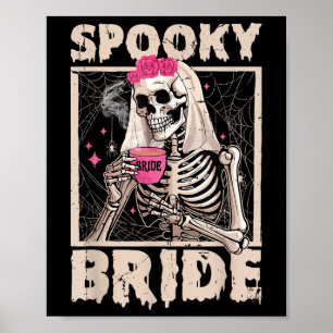 Póster Novia Esqueleto Bebiendo Café Boda Halloween C