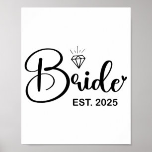Póster Novia Est. 2025 Boda casada: Bache de la fiesta nu