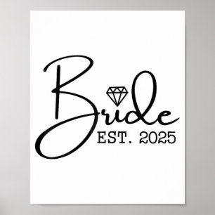 Póster Novia Est. 2025 Boda casada: Bache de la fiesta nu