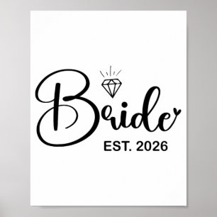 Póster Novia Est. 2026 Prometida Sra. Esposa Despedida de