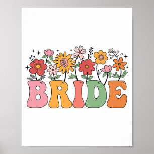 Póster Novia Flor Floral Boda de fiesta de novias Bache