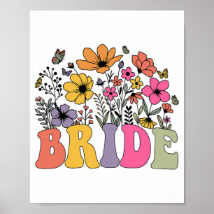 Póster Novia Floral Damas de Honor Flores Silvestres Groo