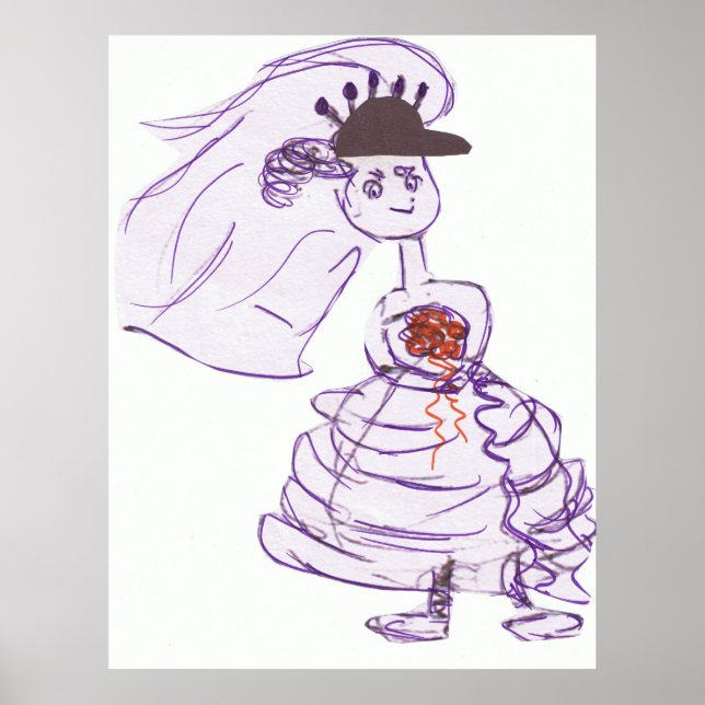 Póster Novia gorra de béisbol negro (Frente)