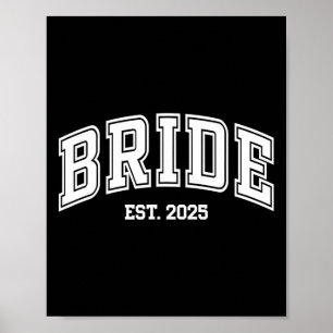 Póster Novia Groom Est. 2025 Retro Sólo Parejas Casadas W