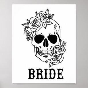 Póster Novia Groom Floral Skull Halloween Boda Bachelo
