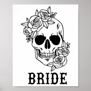 Póster Novia Groom Floral Skull Halloween Boda Bachelo