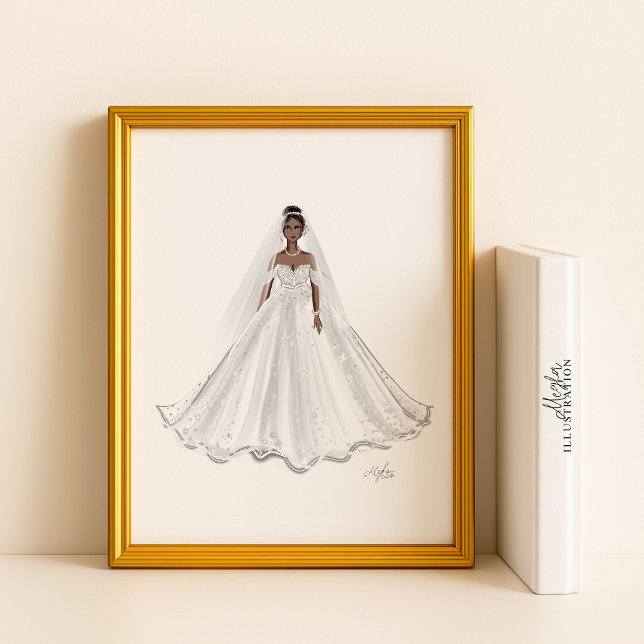 Póster Novia negra, vestido blanco, obra de arte, ilustra (Subido por el creador)