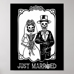 Póster Novia Novio Recién Casados Esqueleto Halloween Par