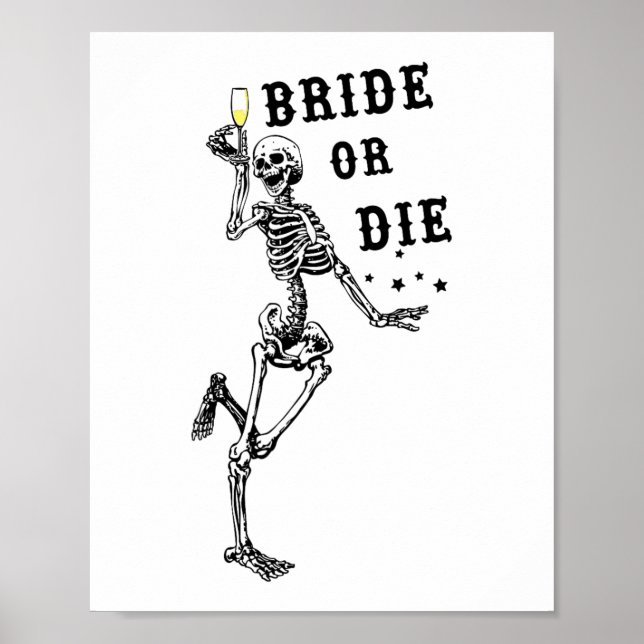 Póster Novia O Muerte Bailando Skeleton Bachelorette Góti (Frente)
