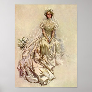 Póster Novia victoriana vintage, retrato de una novia ant